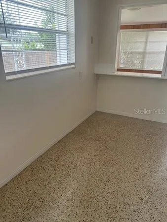 an empty room with closet