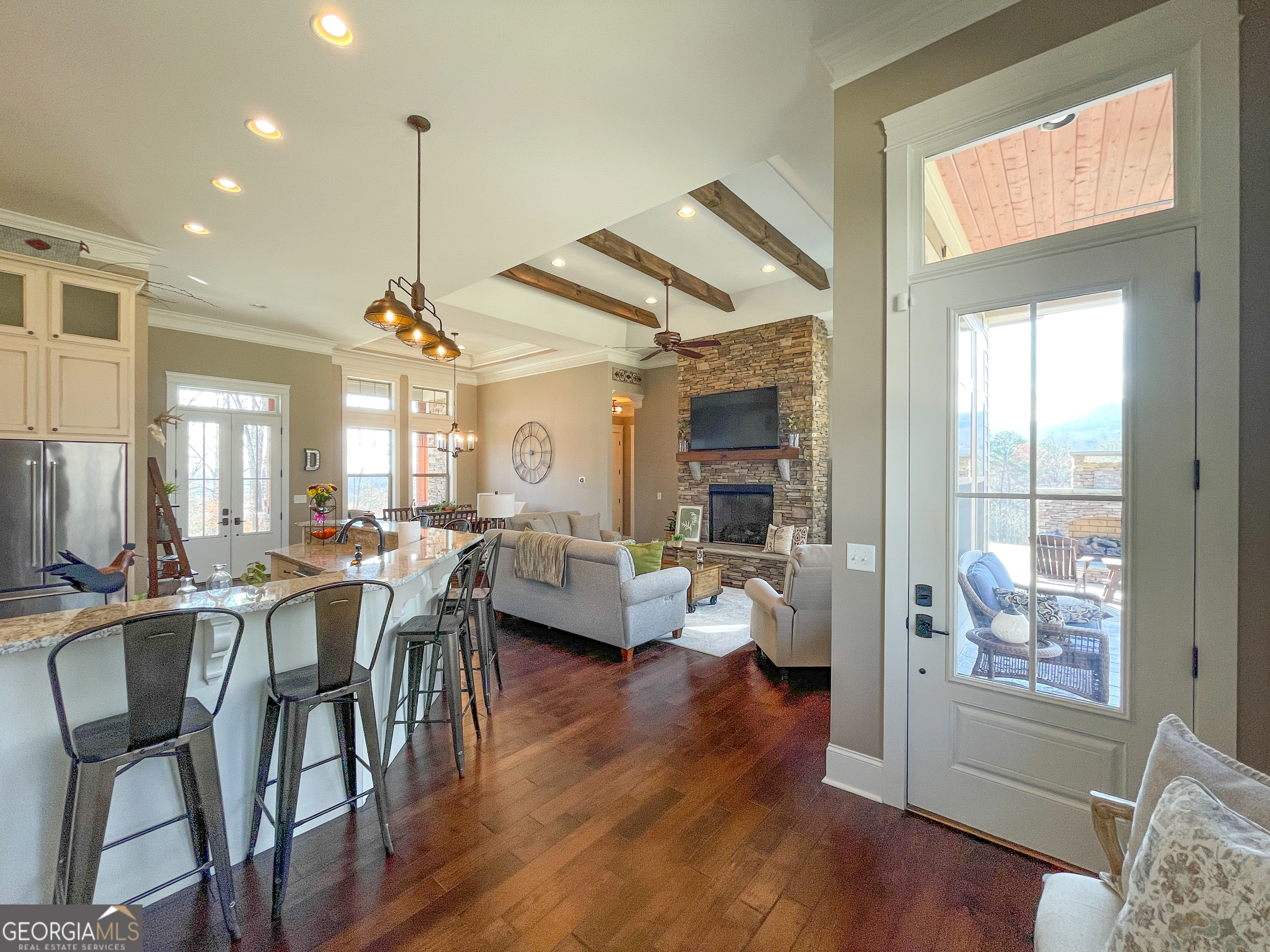 39 Acres On E Teloga Road Summerville, GA 30747 - Photo 15 of 50 a view of a dining room and livingroom with furniture wooden floor a chandelier