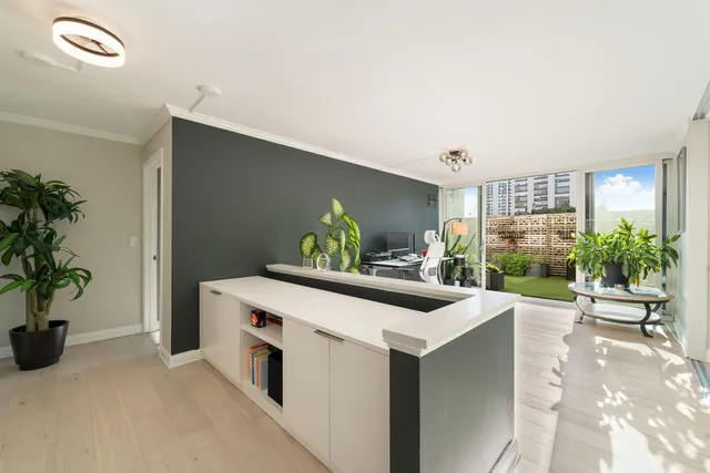 a view living room with furniture and potted plant