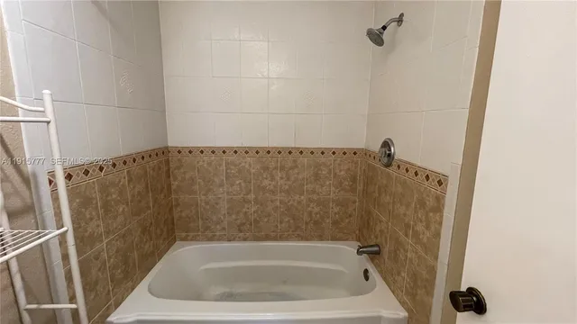 a bathroom with a bathtub