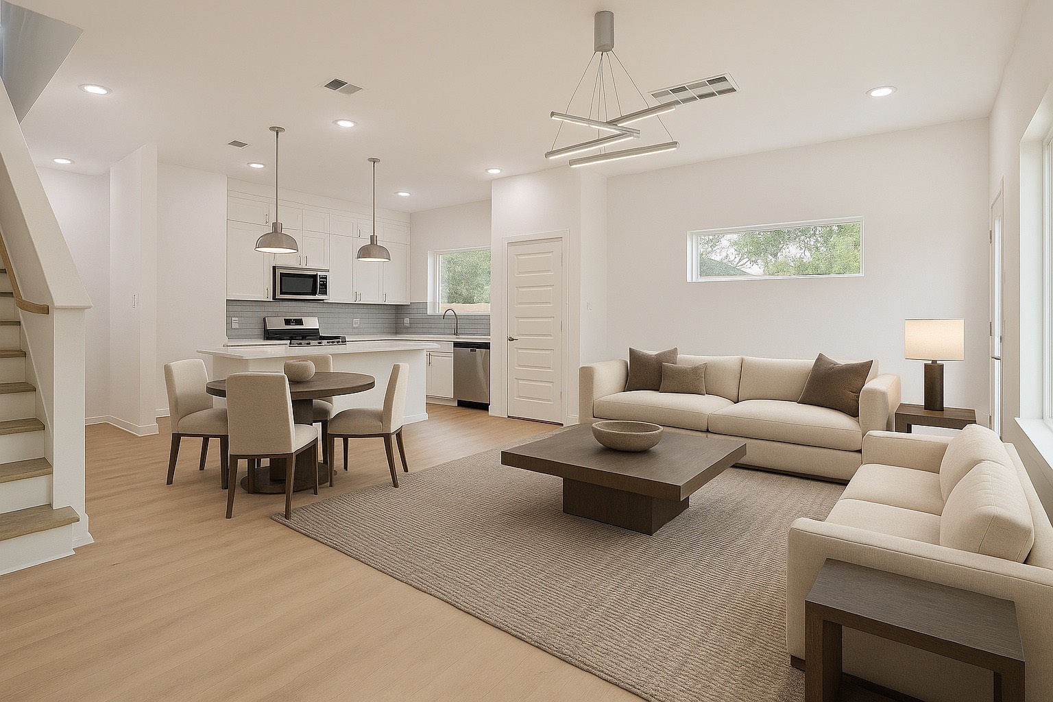 9349 Lavender Street Houston, TX 77016 - Photo 1 of 29 a living room with furniture kitchen area and a wooden floor