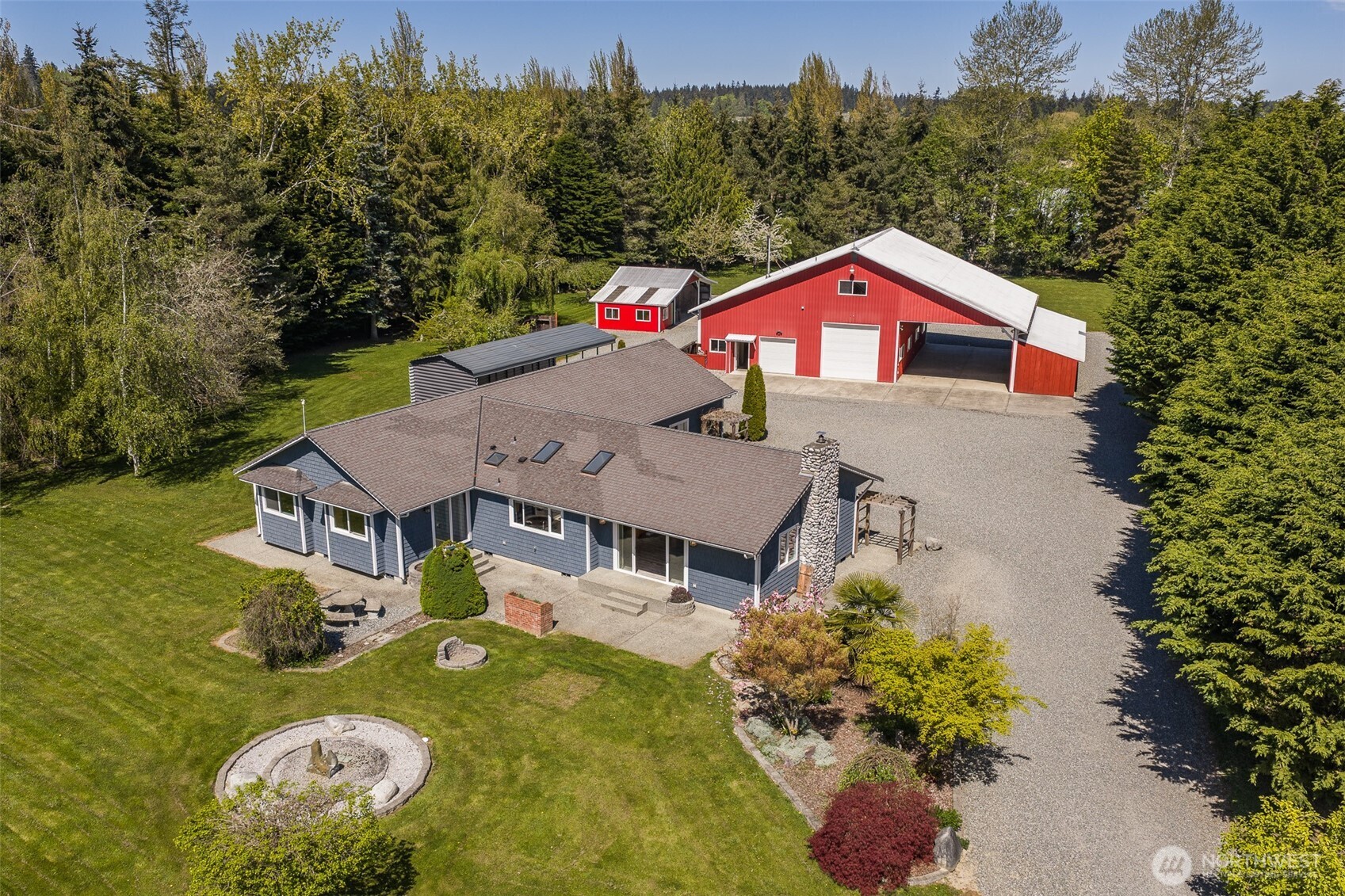 an aerial view of a house