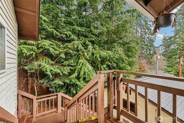 a view of a balcony with an outdoor space
