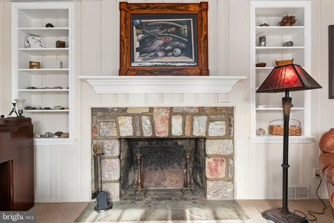 a painting on the wall of a room