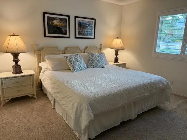 a bedroom with bed and window