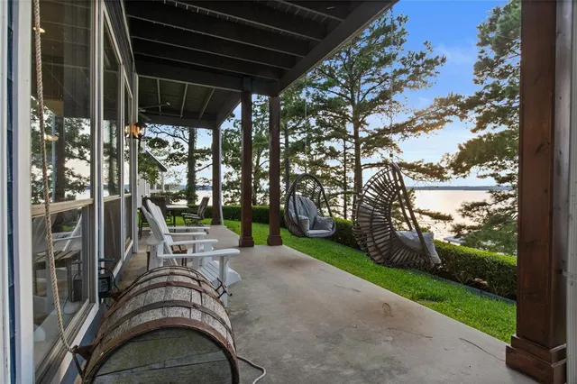 a view of a couches in the balcony