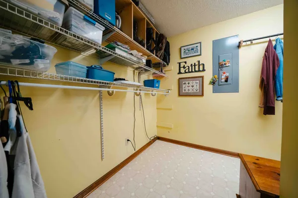 a view of a refrigerator in a room