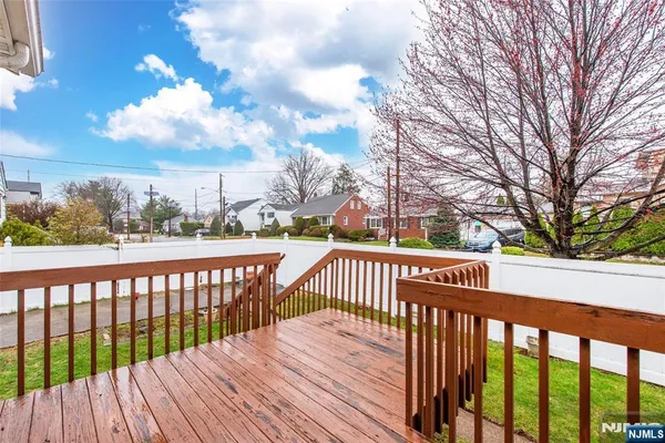a view of a wooden roof deck