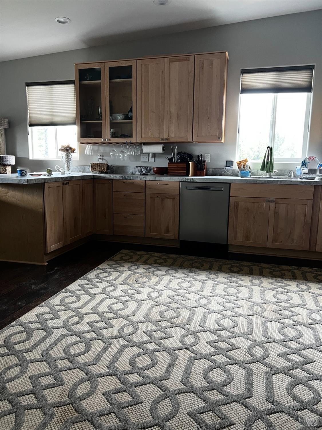 2520 French Road Phillipsville, CA 95559 - Photo 5 of 19 a kitchen with a sink a stove a microwave and cabinets