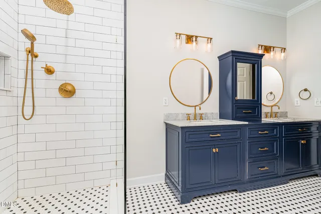 a bathroom with a sink a vanity and a mirror