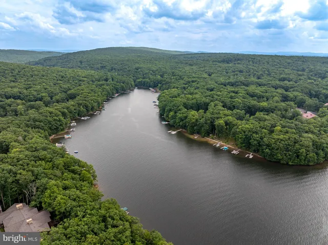 a view of a lake with a outdoor space