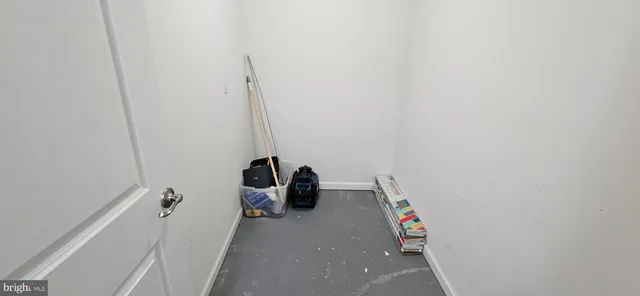 a view of a room with shelves