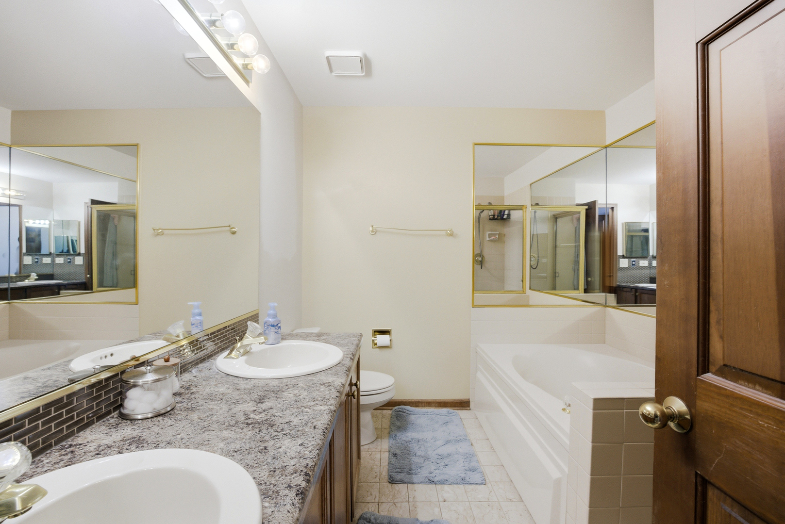 36106 North Springbrook Lane Gurnee, IL 60031 - Photo 19 of 27 a bathroom with a granite countertop sink mirror and a shower