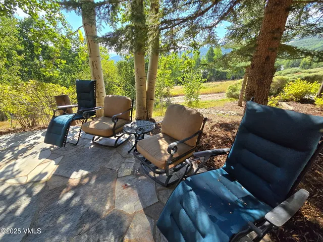 a view of yard with car parked