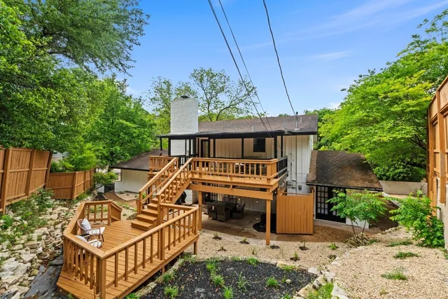an outdoor view of garden with patio