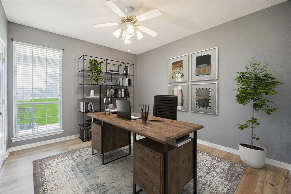 1107 Ruidoso Downs Drive Talty, TX 75160 - Photo 16 of 33 a view of a workspace with furniture and a potted plant