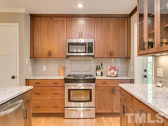 3918 Hope Valley Road Durham, NC 27707 - Photo 8 of 25 Gas Stove. Maple cabinets have full extension drawers. Doors and drawers are soft touch.