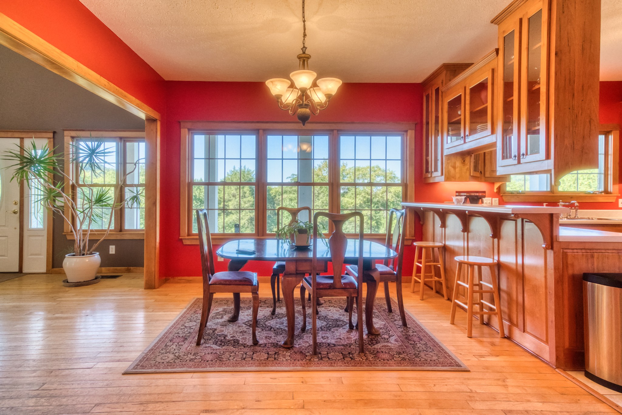 216 Old Wolf Hill Road Bethpage, TN 37022 - Photo 13 of 48 a view of a dining room with furniture a chandelier and wooden floor