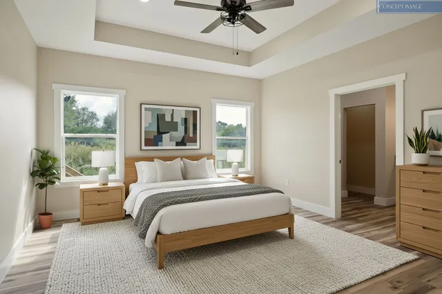 a bed room with a bed and a couch