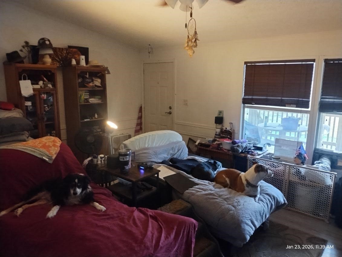 180 Woods Road Coldspring, TX 77331 - Photo 8 of 35 a living room with lots of furniture and clothes