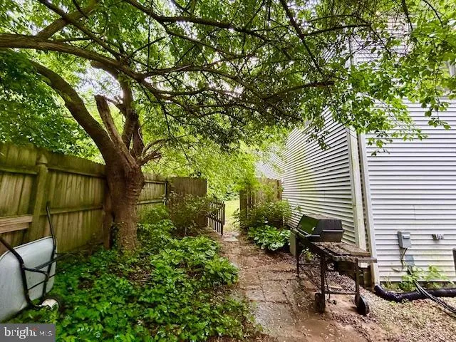 a view of backyard with outdoor seating and plants