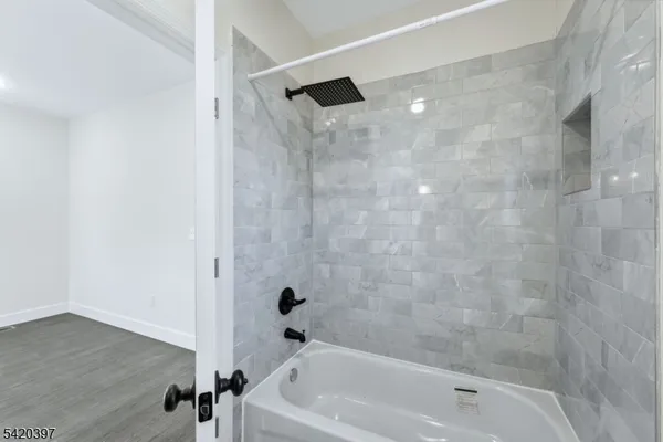 a bathroom with a bathtub