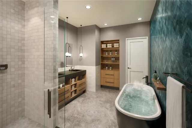 a kitchen with stainless steel appliances a sink and a refrigerator