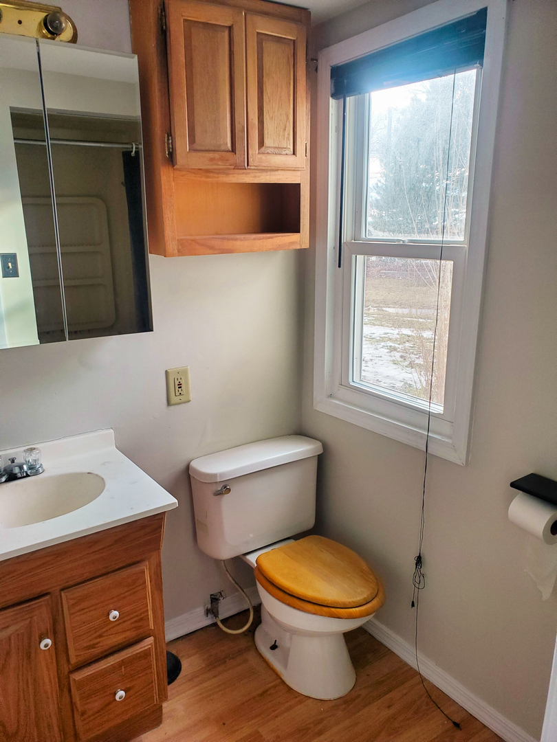 185 Eagle Point Road Fox Lake, IL 60020 - Photo 30 of 42 a bathroom with a toilet a sink a vanity and mirror