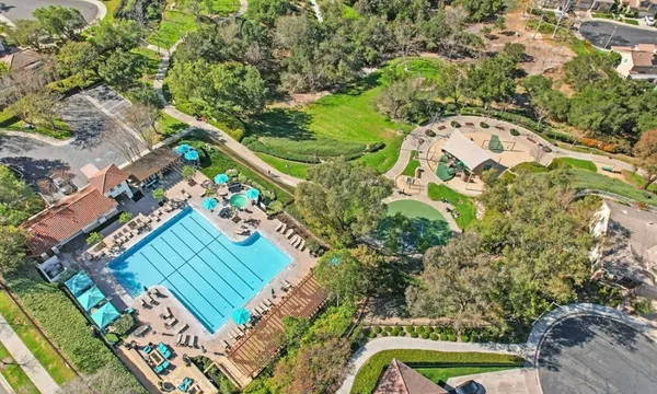 an aerial view of a house