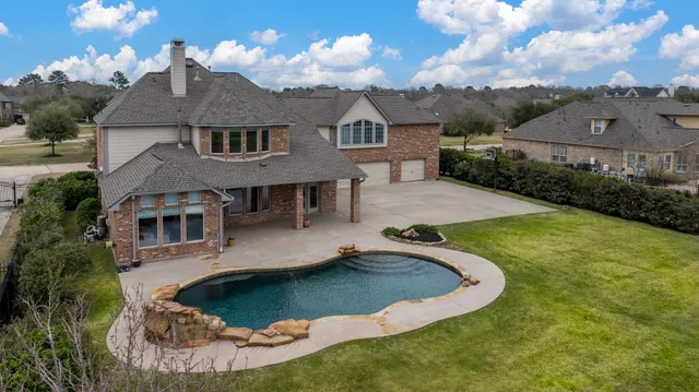 an aerial view of a house