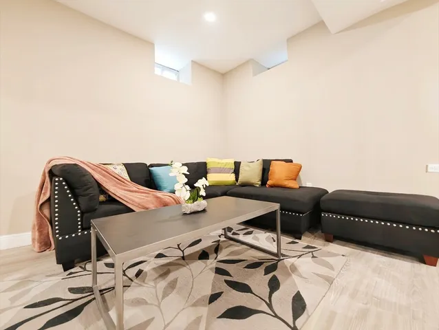 a view of a living room with furniture