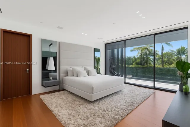 a bedroom with a bed and a television