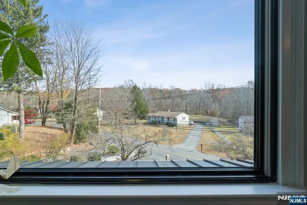 a view of a lake from a window