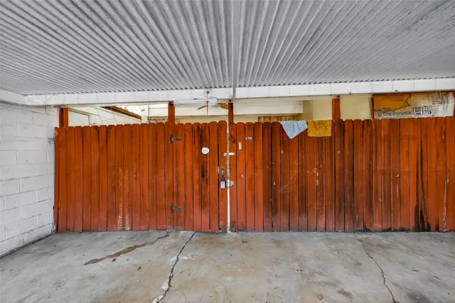 an empty room with a curtain