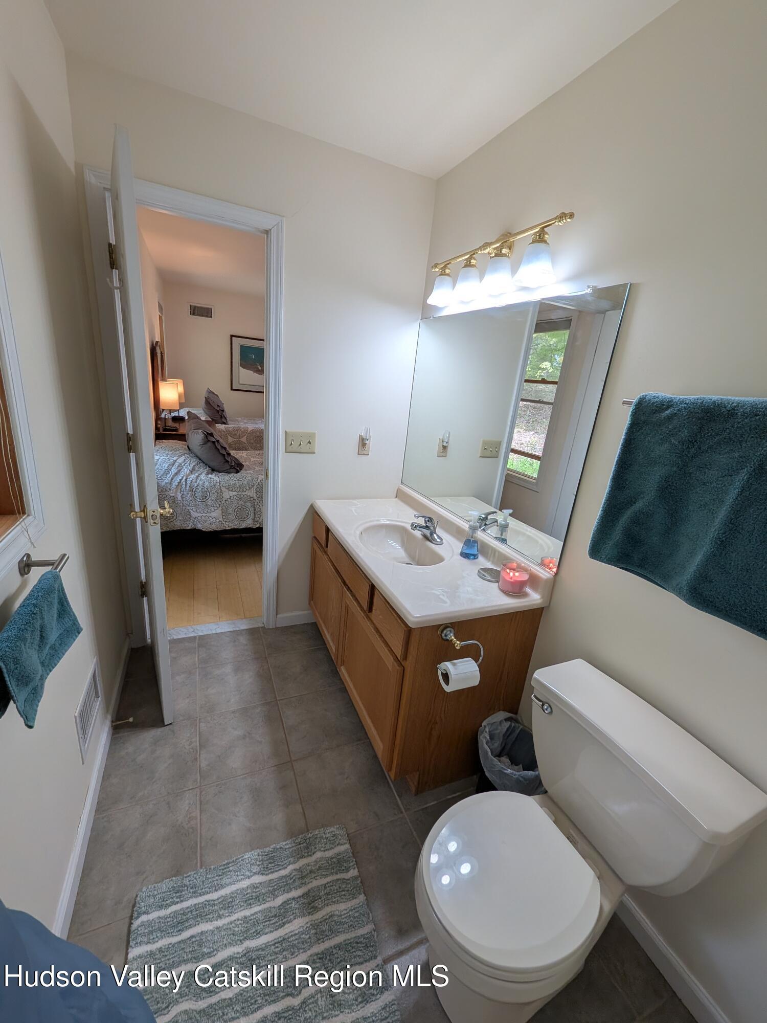 513 South Mountain Road Gardiner, NY 12525 - Photo 21 of 63 a bathroom with a toilet a sink and mirror