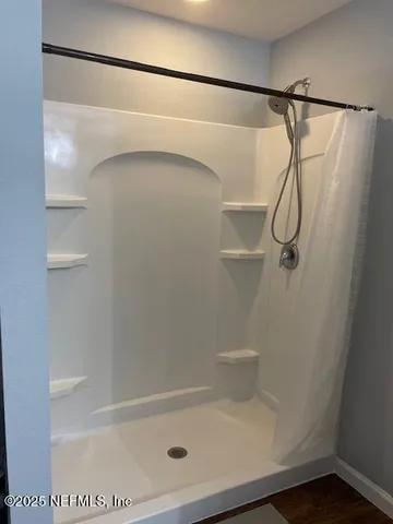 a bathroom with a shower