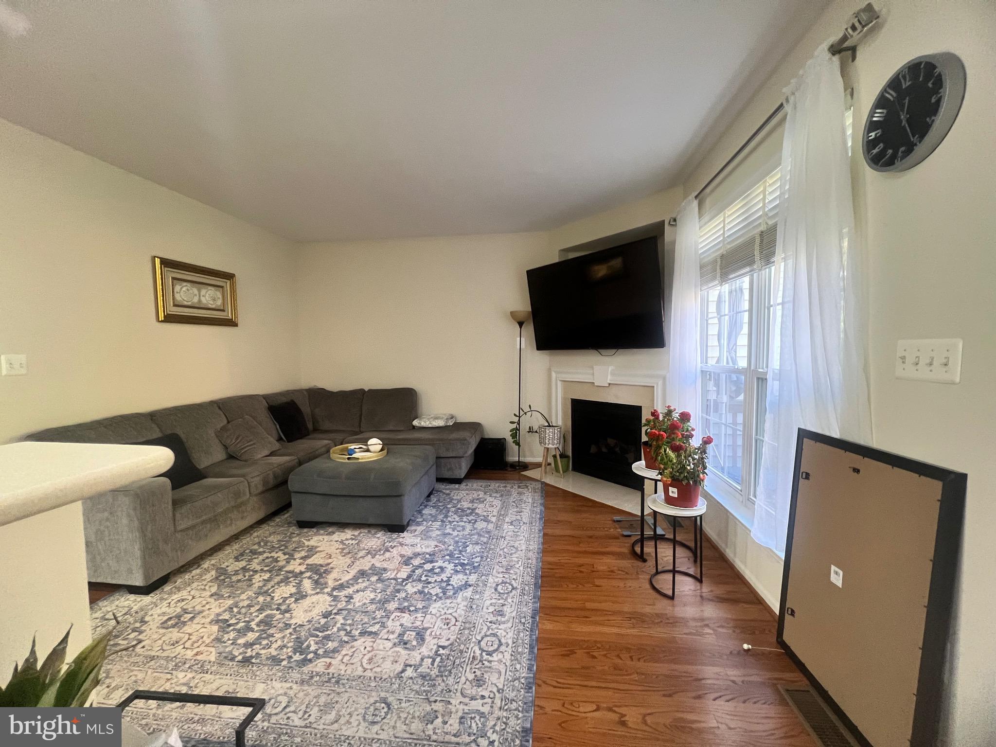 7317 Hampton Manor Place Springfield, VA 22150 - Photo 11 of 38 a living room with furniture a fireplace and a flat screen tv