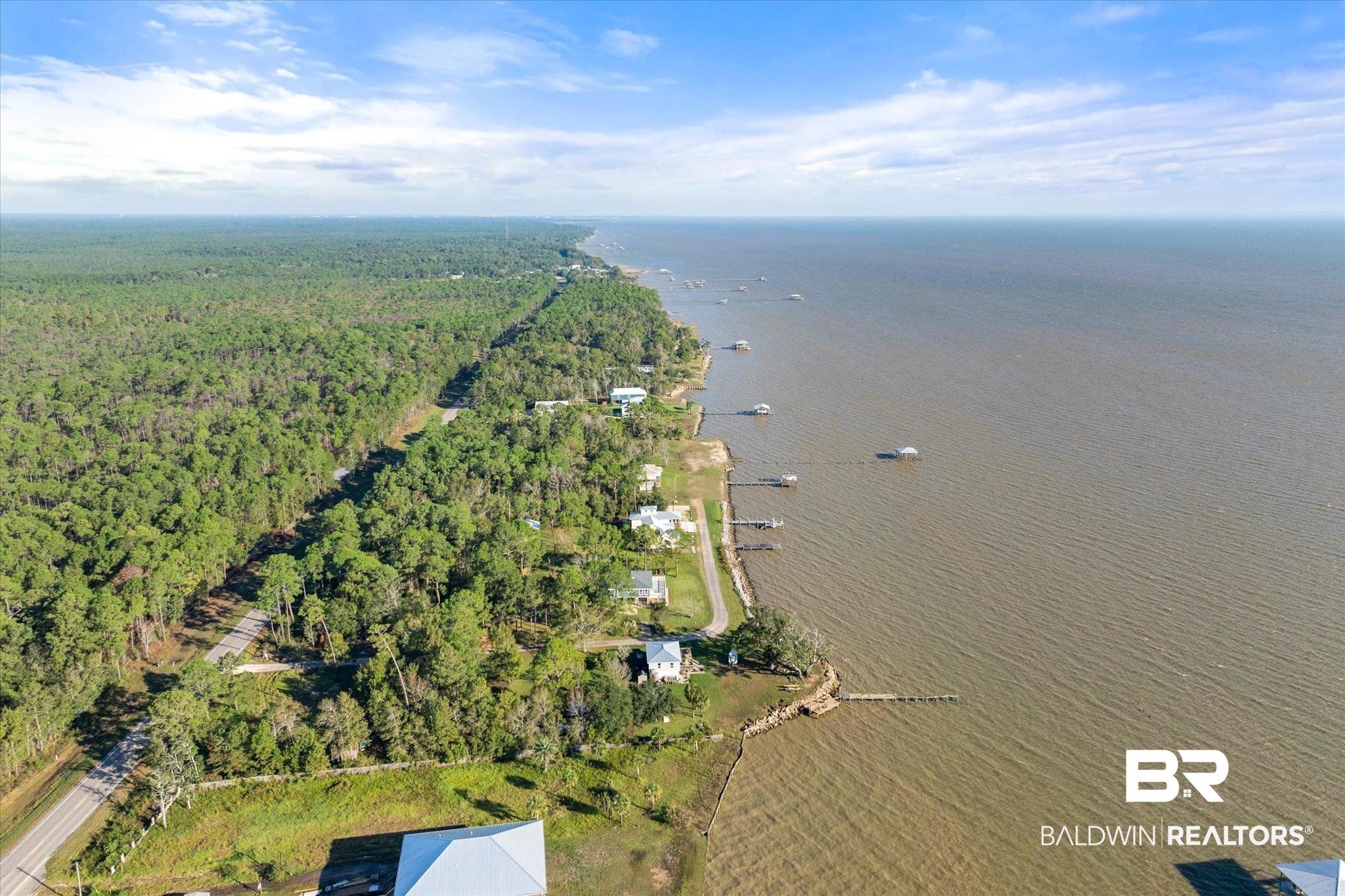 15111 Regus Road Coden, AL 36523 - Photo 27 of 35 Aerial overview of property's location with a large body of water and a forest