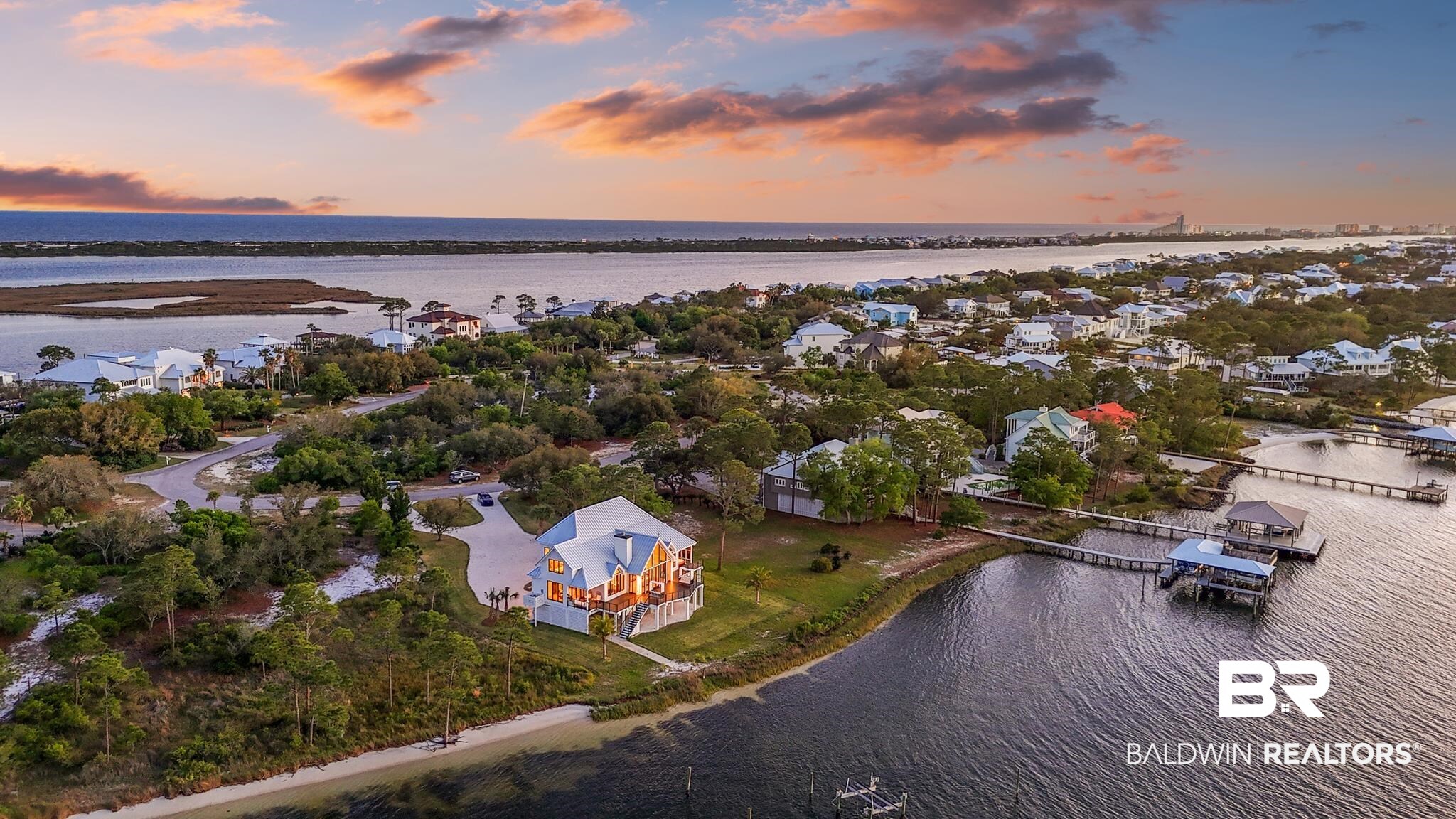 33349 River Road Orange Beach, AL 36561 - Photo 52 of 61 Waterfront property featuring a private boat dock, boathouse, and direct water access