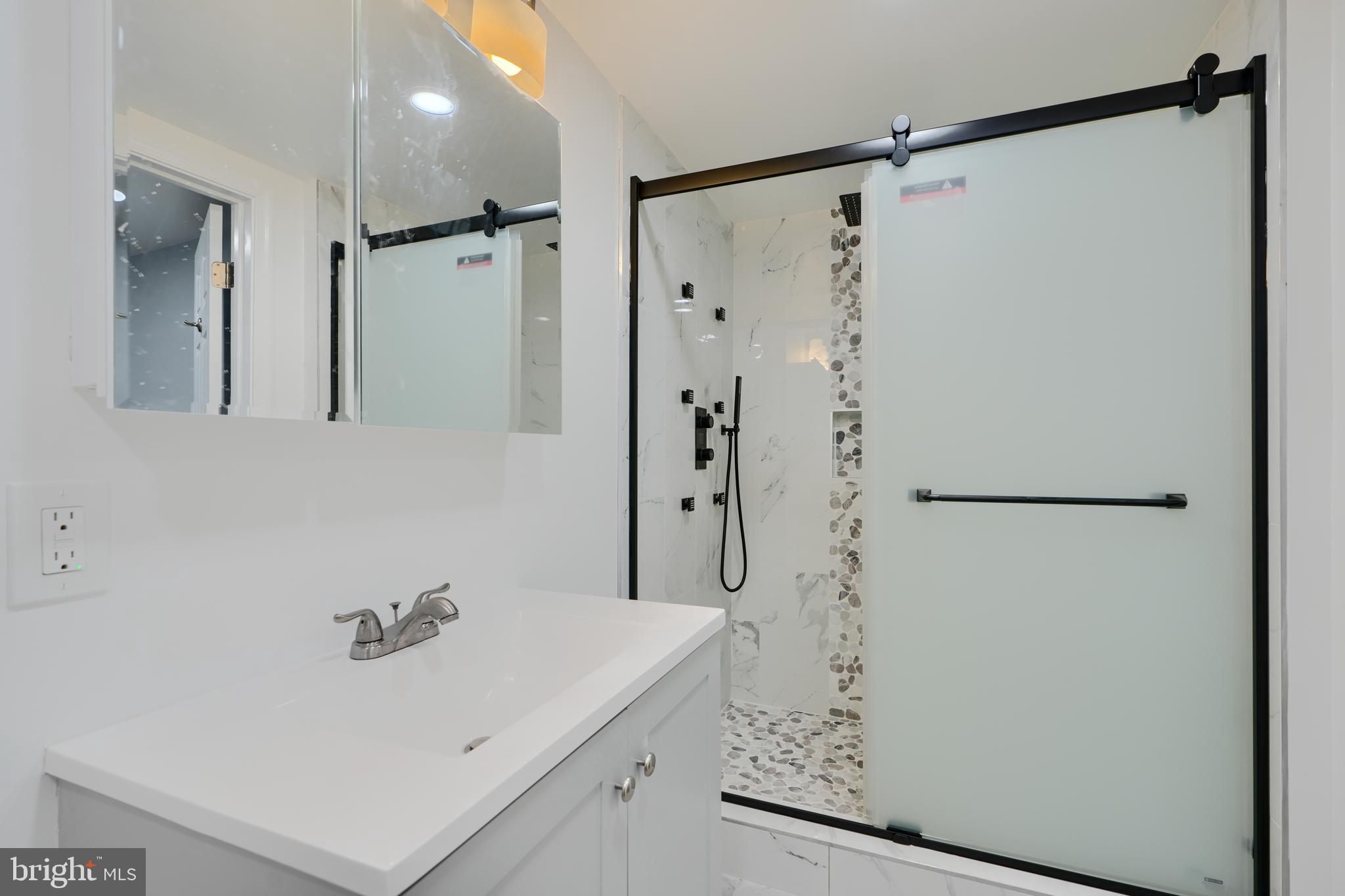 1632 Riverwood Road Baltimore, MD 21221 - Photo 19 of 32 a bathroom with a shower sink and mirror
