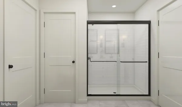 a view of a glass door shower