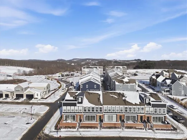 an aerial view of multiple houses
