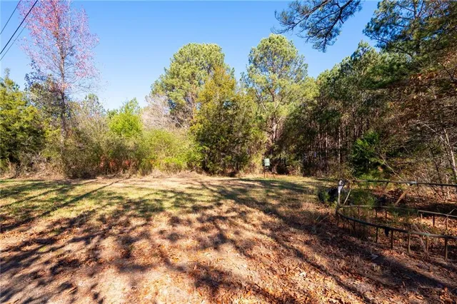 a view of a yard with trees