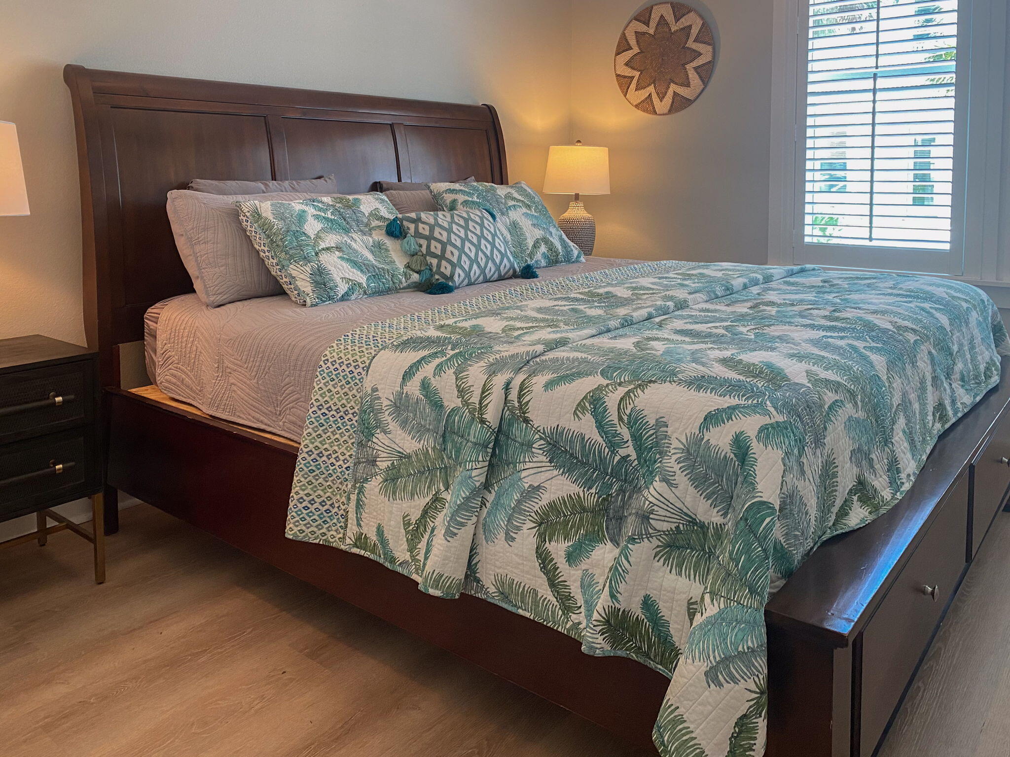 36 Moonlight Beach Lane Inlet Beach, FL 32461 - Photo 16 of 60 a bedroom with a bed and a lamp on dresser