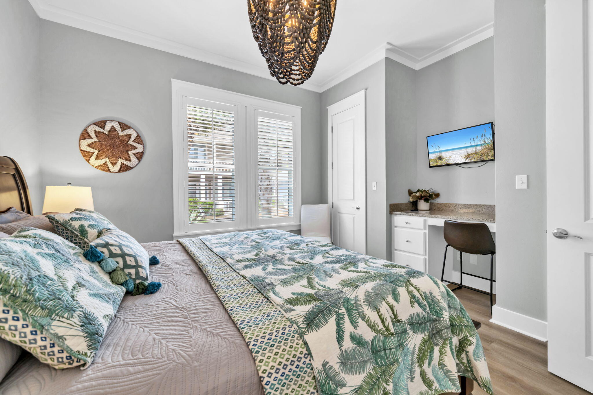 36 Moonlight Beach Lane Inlet Beach, FL 32461 - Photo 17 of 60 a bedroom with a bed and a table with chair