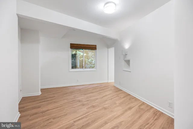 a view of a wooden street from a window