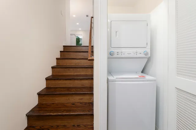 an empty room with closet area