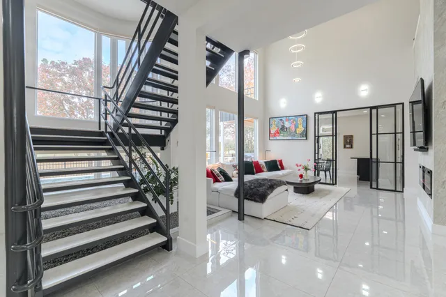 a living room with furniture