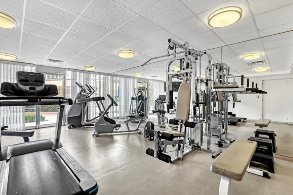 a view of a room with gym equipment