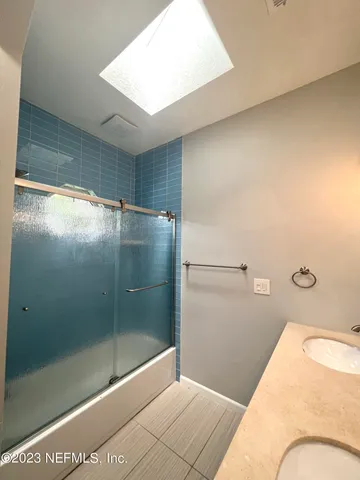 a bathroom with a shower